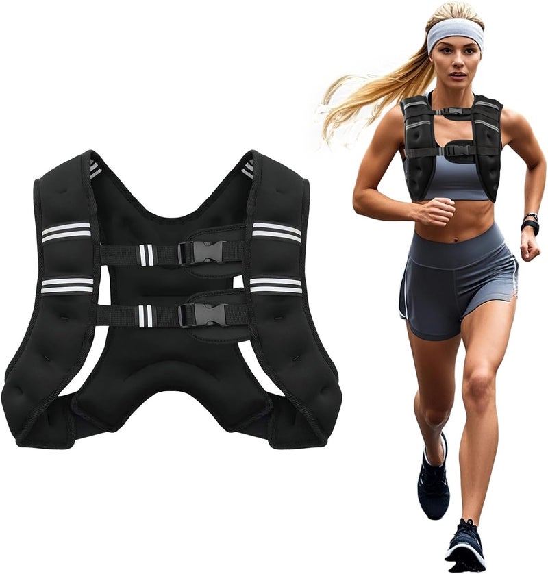 Poudee Weighted Vest, 6lb/8lb/10lb/12lb/16lb/20lb/25lb/30lb Weight Vest for Men Women, Body Weight Vests Adjustable with Reflective Stripe for Strength Training, Running, Workout, Jogging, Walking - Image 1